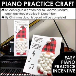 Easy Christmas Piano Practice Craft – Gnome For The Holidays Practice Chart