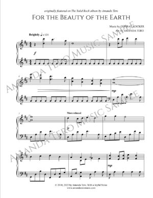 For the Beauty of the Earth late intermediate sacred piano sheet music