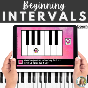 Valentine’s Day Piano Intervals BOOM™ Cards: Steps & Skips on Piano Keys – Penguins
