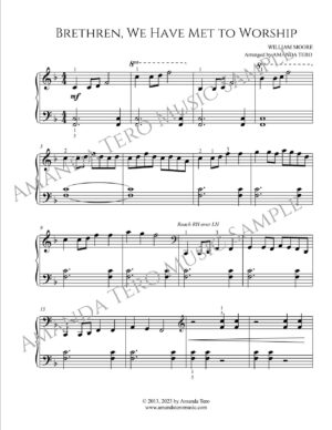Standing late beginner piano hymn sheet music (Brethren We Have Met to Worship, I Am Resolved, Standing on the Promises)