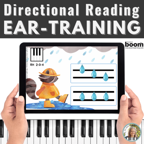 Pre-staff ear-training Boom Cards with directional reading