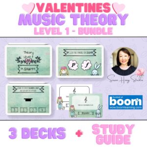Valentine's Day-themed Music Theory Level 1 Boom cards are the perfect activities for your private piano or group piano classes. Bundle contains 25 boom cards, an ideal number of cards to play for 5 to 10 min activities. Gamification is a way to make learning fun!