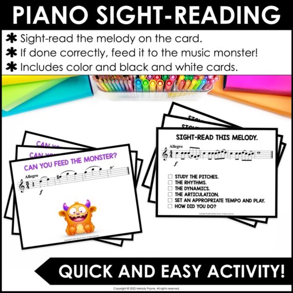 Treble Clef Ledger Lines Game - Feed the Music Monster Sight-Reading & Ear Training Piano Game