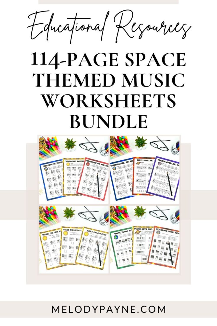 114-Page Space Themed Music Worksheets Bundle