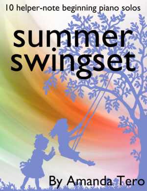 Summer Swingset: 10 easy piano sheet music with helper notes