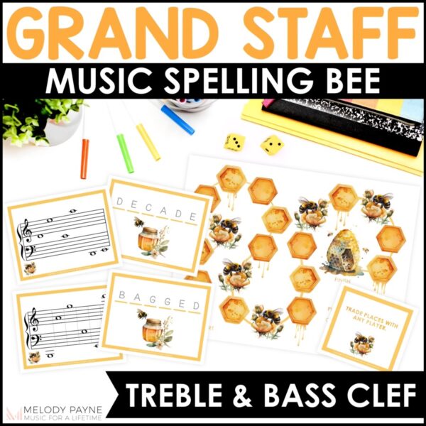 Grand Staff Note Reading Game for Piano Lessons - Music Spelling Bee