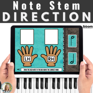 Note Stem Direction with Right & Left Hands BOOM™ Cards Activity for Piano