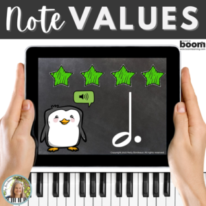Beginning Note Values BOOM™ Cards – Quarter, Half, Dotted Half & Whole Notes – Penguins
