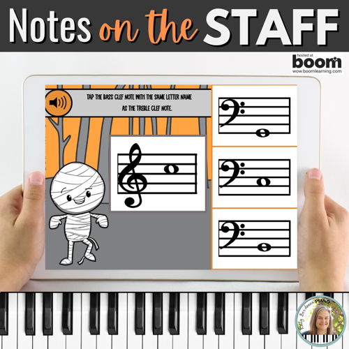 Halloween G Position Note Matching in 3 octaves Boom Cards