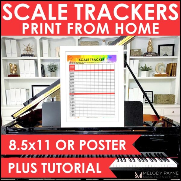 Major and Minor Scale Trackers for Piano Lessons, Band, Orchestra, & More