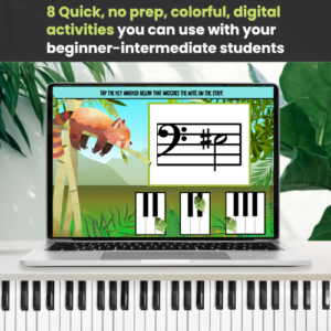 Jungle-Themed BOOM™ Cards BUNDLE for Piano Lessons – Music ABC’s, Note Names, Intervals