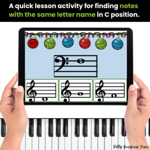 Matching Treble and Bass Clef Notes BOOM™ Cards – Digital C Position Christmas Activity