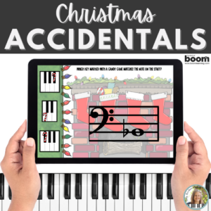 Notes with Accidentals BOOM™ Cards – Christmas Matching Notes with Piano Keys Activity