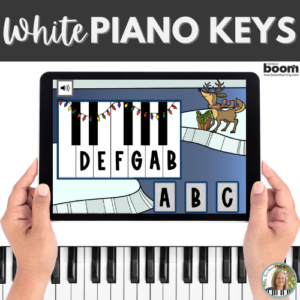 White Piano Keys and Music Alphabet BOOM™ Cards – Christmas Activity for Beginners