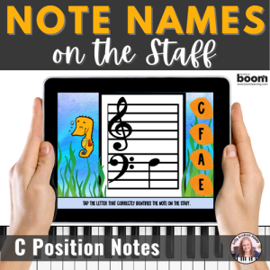 C Position Notes on Grand Staff BOOM™ Cards Digital Flashcard Activity for Piano Lessons