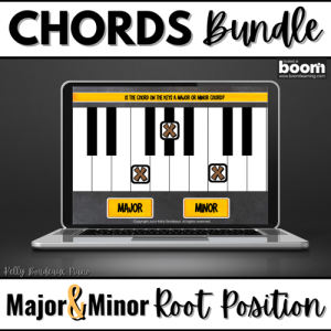Root Position Major & Minor Chords BOOM™ Cards BUNDLE – 4 Music Theory Activities