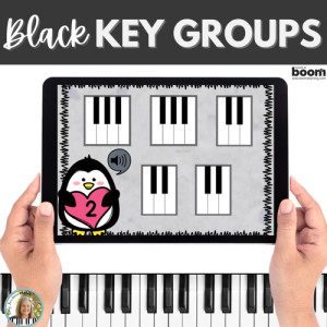 Black Piano Key Groups Digital BOOM™ Cards Activity for Beginner Piano – Penguins