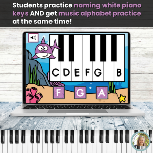 White Piano Keys Digital BOOM™ Cards Activity for Piano Beginners – Sharks