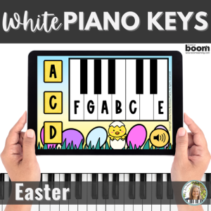 Easter White Piano Key Names Digital BOOM™ Cards Activity For Piano Lessons
