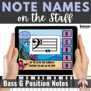 G Position Bass Clef Note Names BOOM™ Cards Digital Flashcards for Piano Lessons