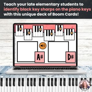 Identify Black Piano Keys with Sharps Digital BOOM™ Cards Activity for Late Elementary Piano