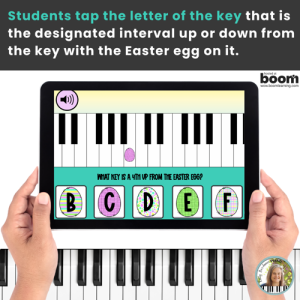 Intervals of 2nds, 3rds, 4ths and 5ths on the Piano Keys Digital BOOM™ Cards Easter Activity
