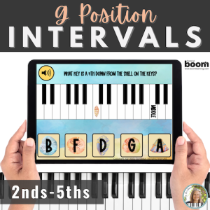 Intervals of 2nds-5ths on the Piano Keys BOOM™ Cards – G Position in 3 Octaves