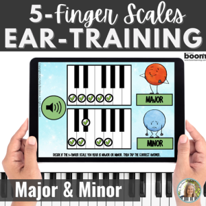 Major and Minor 5-Finger Scales Ear Training Digital BOOM™ Cards Activity for Piano Lessons