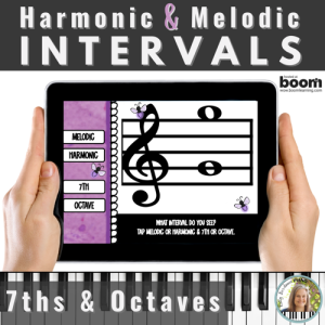 Melodic and Harmonic 7ths and Octaves BOOM™ Cards Intervals Activity for Piano Lessons