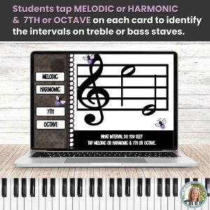 Melodic and Harmonic 7ths and Octaves BOOM™ Cards Intervals Activity for Piano Lessons