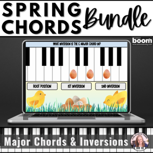 Spring Major Chords & Inversions BOOM™ Cards BUNDLE – 4 Digital Activities for Intermediate Piano