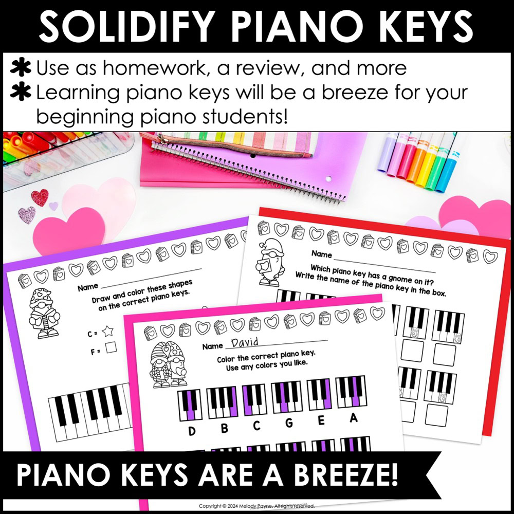 Valentine Piano Keys Are A Breeze - Gnome Piano Keyboard Worksheets 4 Valentine Piano Keys Are A Breeze - Gnome Piano Keyboard Worksheets