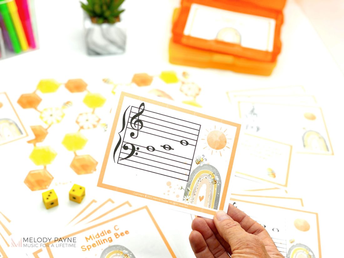 Middle C Spelling Bee game for Using Games to Teach Piano Students How To Improvise