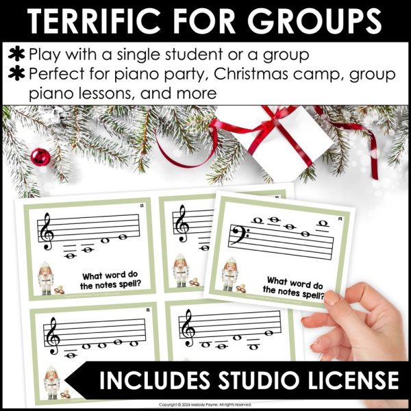 Nutcracker Ledger Lines Note Reading Game for Piano Lessons - Music Spelling Bee - Terrific for group piano, Christmas camp, and more!