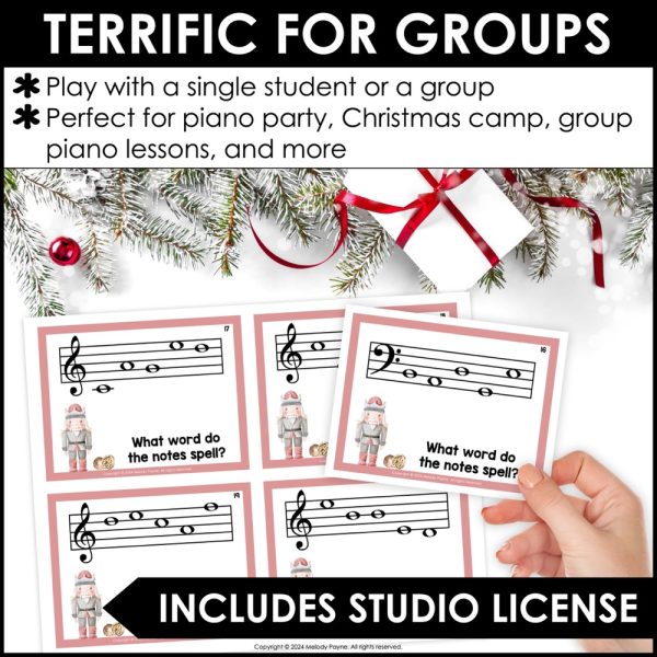 Nutcracker Note Reading Game - Treble & Bass Clef Music Spelling Bee Level 2 - Terrific for group piano, Christmas camp, and more!