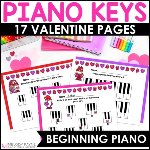 Valentine White Piano Keys Worksheets for Beginners - Easy Piano Keyboard Review