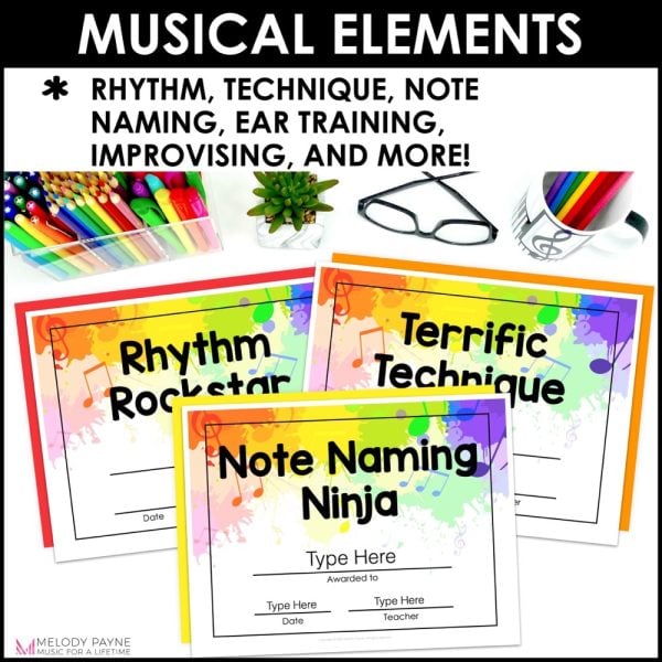 End of Year Music Award Certificates - Editable Superstar Rainbow Student Awards