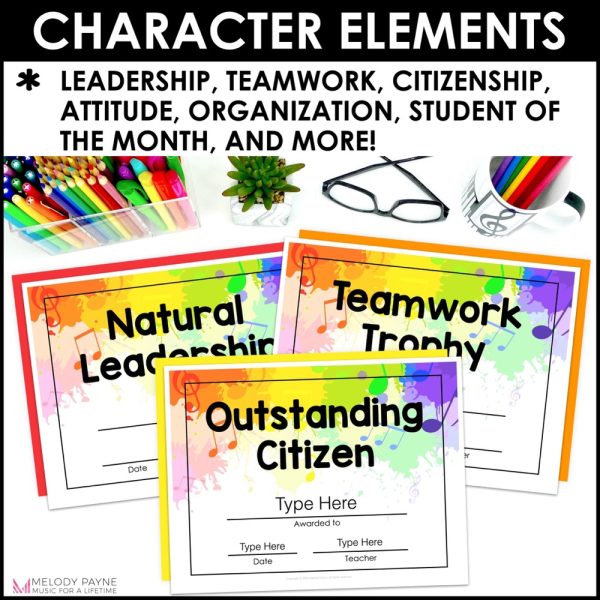 End of Year Music Award Certificates - Editable Superstar Rainbow Student Awards