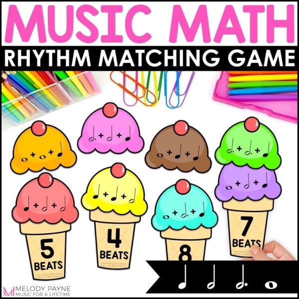 Music Math Rhythm Game - Ice Cream Music Match Summer Addition with Note Values