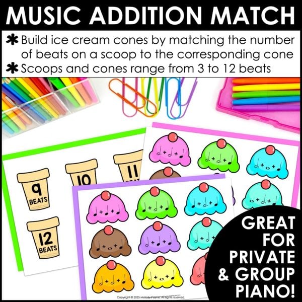 Music Math Rhythm Game - Ice Cream Music Match Summer Addition with Note Values