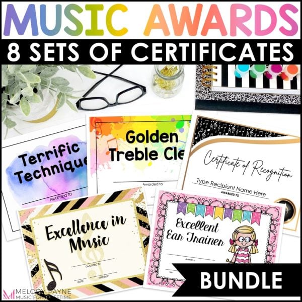 Editable End of Year Music Awards Certificates Bundle - Ensembles Classes & More