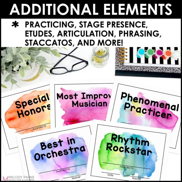 End of Year Music Award Certificates - Editable Rainbow Watercolor Awards