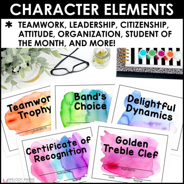 End of Year Music Award Certificates - Editable Rainbow Watercolor Awards