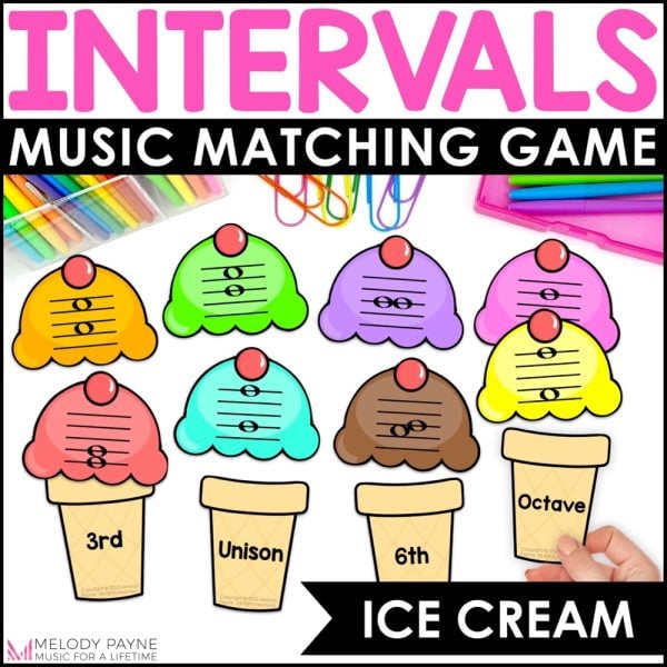 Harmonic Intervals Matching Game - Summer Ice Cream Unison to Octave Music Game