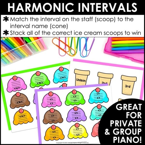 Harmonic Intervals Matching Game - Summer Ice Cream Unison to Octave Music Game