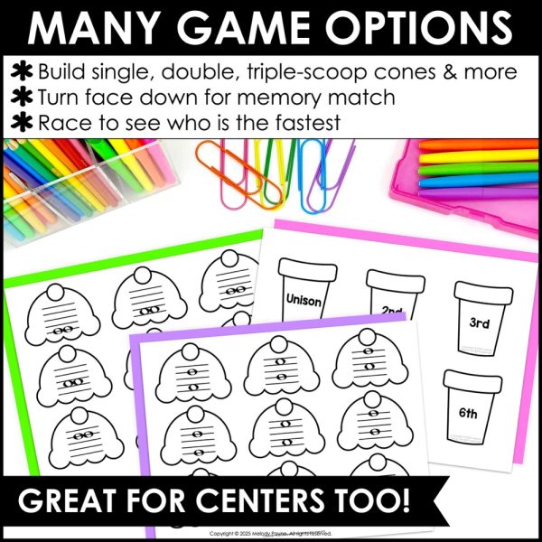 Harmonic Intervals Matching Game - Summer Ice Cream Unison to Octave Music Game