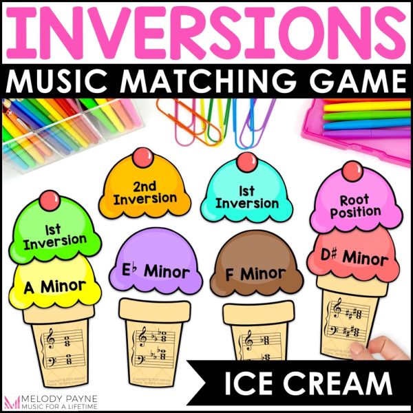 Minor Chords and Inversions Ice Cream Music Matching Game for Summer Piano