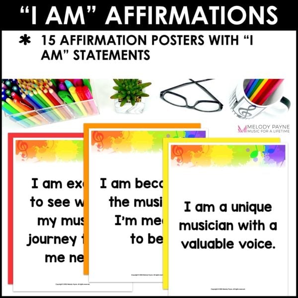 Positive Affirmations Music Posters - Superstar Rainbow Music Classroom Decor