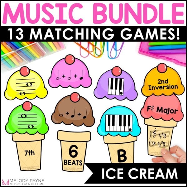 Summer Music Games Bundle - Ice Cream Note Reading, Rhythm, Symbols, & More!
