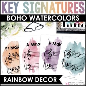 Major and Minor Key Signatures Posters – Boho Watercolor Music Classroom Decor